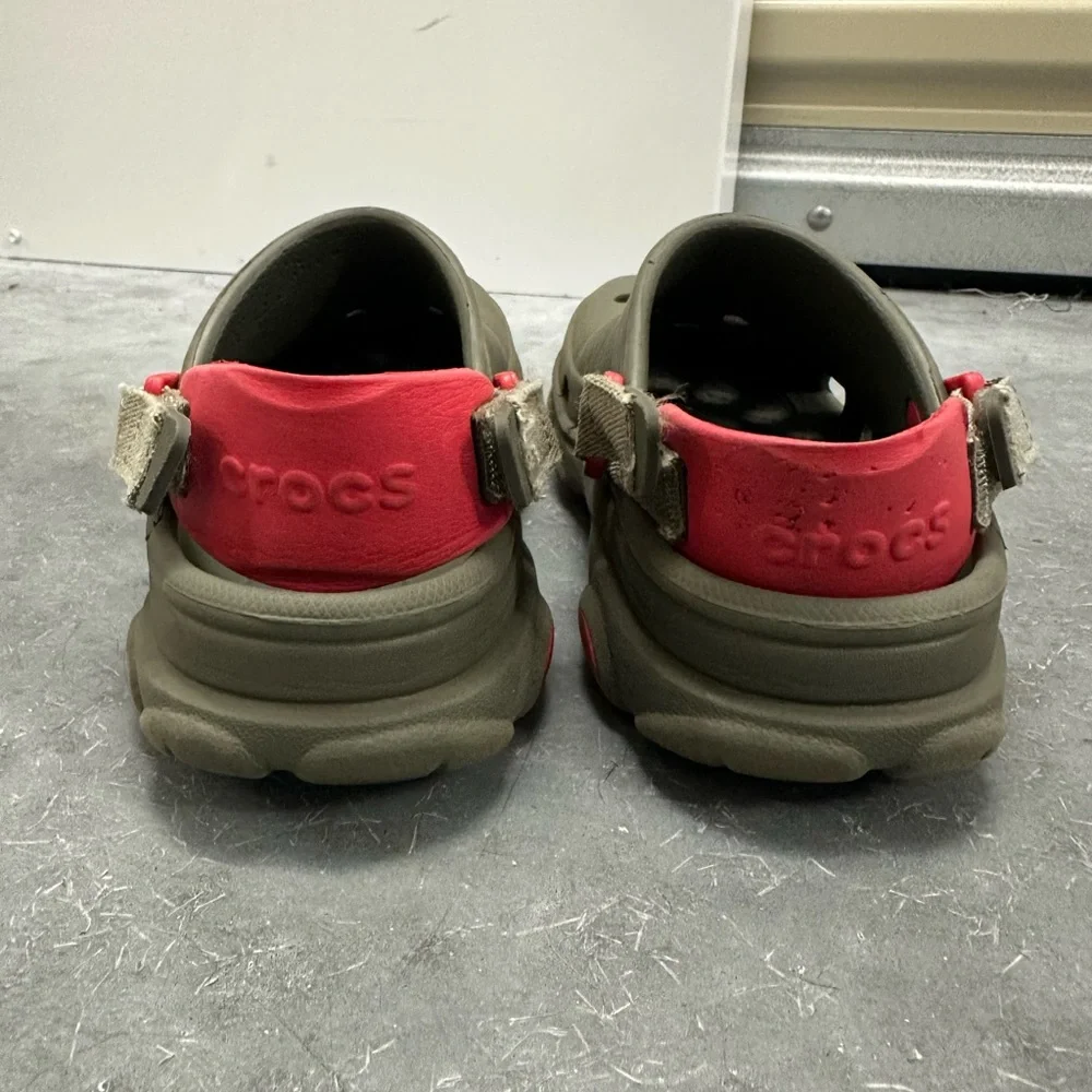 Kids Olive Green and Red Slip-On Clog